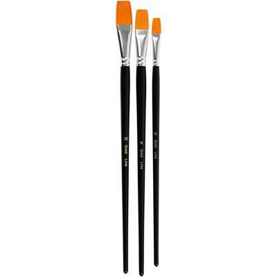 Creativ Company Gold line penselen, afm 12+16+20, l: 30-33 cm, b: 12-20 mm, plat, 3 stuk/ 1 doos