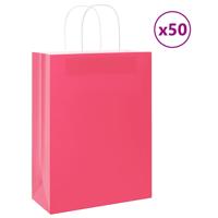 VidaXL Papieren zakken 50 st met hengsels 26x12x35 cm roze