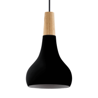 Eglo Zwarte hanglampSabinar Ø 18cm met hout - 900161