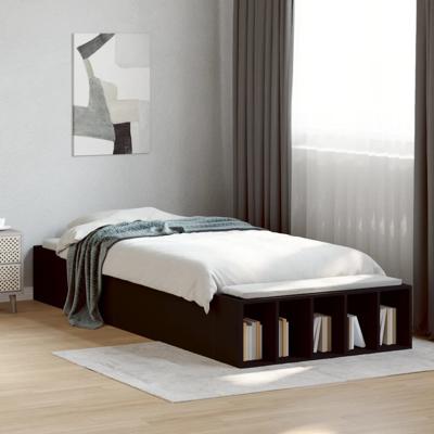 Bedframe bewerkt hout zwart 90x190 cm