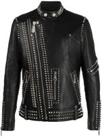 Philipp Plein veste de moto en cuir à ornements Rockstud - Noir - thumbnail