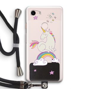 Regenboog eenhoorn: Pixel 3 Transparant Hoesje met koord