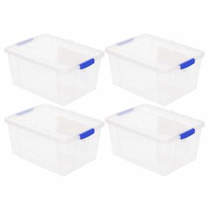 4x Opslagbakken/organizers met deksel 16 liter 40 cm transparant