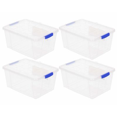 4x Opslagbakken/organizers met deksel 16 liter 40 cm transparant
