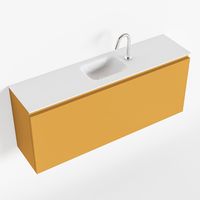 Toiletmeubel Mondiaz Olan | 120 cm | Meubelkleur Ocher | Lex wastafel Talc Midden | 1 kraangat