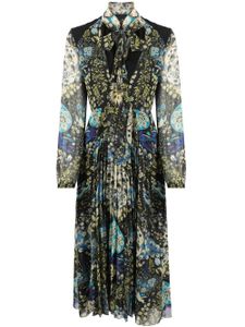 ETRO robe mi-longue plissée à fleurs - Noir