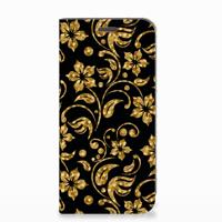Motorola Moto E5 Play Smart Cover Gouden Bloemen