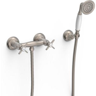 Douchekraan Tres Clasic | Opbouw | Mengkraan | 1-weg | hoh 15 cm | 2-knops | Vintage | Rvs look