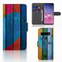 Samsung Galaxy S10 Book Style Case Wood Heart - Cadeau voor je Vriend - thumbnail