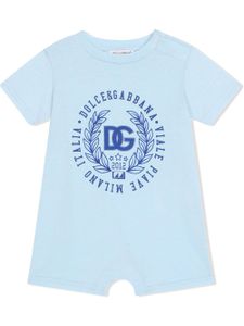 Dolce & Gabbana Kids grenouillère à logo imprimé - Bleu