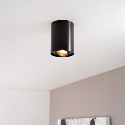 Solis nero by LUSENZ - Cilindervormige opbouwspot met enkel lichtaccent en een geborstelde zwarte coating