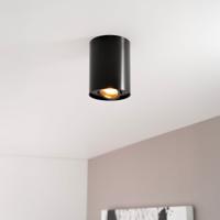 Solis nero by LUSENZ - Cilindervormige opbouwspot met enkel lichtaccent en een geborstelde zwarte coating