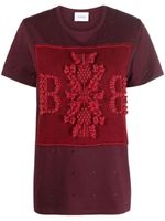 Barrie logo-embroidered embellished T-shirt - Rouge