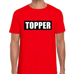 Rood t-shirt heren met tekst Topper in zwarte balk 2XL  -