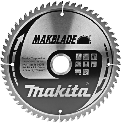 Makita Accessoires cirkelzaagblad hout 216x30x2,1 60t - b-09058 Makita Accessoires cirkelzaagblad hout 216x30x2,1 60t - b-09058