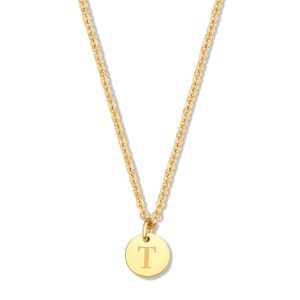 CO88 Collection Alphabet 8CN 26157 Stalen collier -hanger rond 7mm - letter T - 38 + 7 cm - Goudkleurig