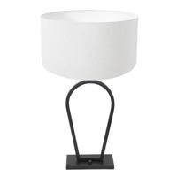 Steinhauer Zwarte schemerlampStang met witte linnen kap - 3507ZW
