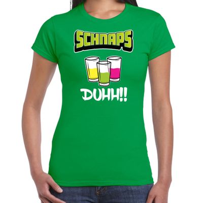 Apres ski t-shirt voor dames - schnaps - groen - apres ski/wintersport - skien
