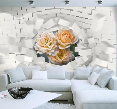 Fotobehang 3d Orchidee bloem en blokjes