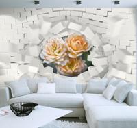 Fotobehang 3d Orchidee bloem en blokjes