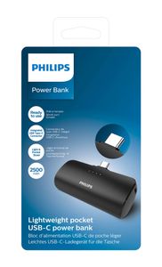 Philips DLP2510C/03 powerbank Lithium-Ion (Li-Ion) 2500 mAh Draadloos opladen Zwart
