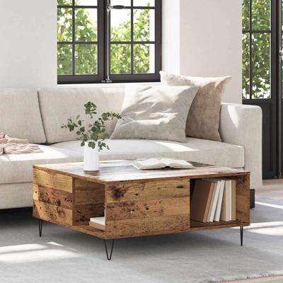 Salontafel Oud hout 80 x 80 x 36.5 cm Bewerkt hout