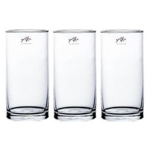 3x Cilinder bloemen vaas helder glas 10 x 20 cm
