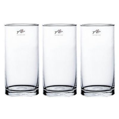 3x Cilinder bloemen vaas helder glas 10 x 20 cm