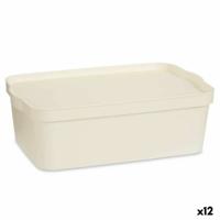 Opbergbak met Deksel Crème Plastic 14 L 29,5 x 14,3 x 45 cm (12 Stuks)