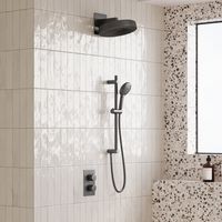 Saniclear Evolution inbouw regendouche met glijstang en 2 standen handdouche verouderd ijzer - gunmetal