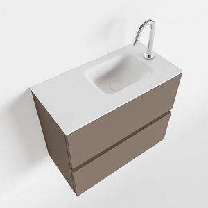 Toiletmeubel Mondiaz Ada | 60 cm | Meubelkleur Smoke | Lex wastafel Talc Rechts | 1 kraangat