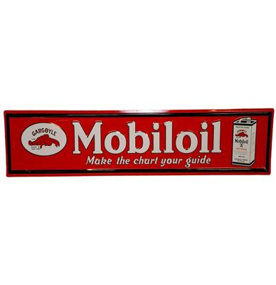 Mobiloil Gargoyle Stalen Bord met Relief - 79 x 19cm