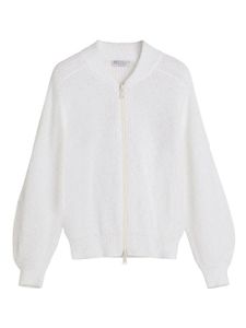 Brunello Cucinelli Kids cardigan en cachemire à design nervuré - Blanc