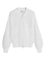 Brunello Cucinelli Kids cardigan en cachemire à design nervuré - Blanc