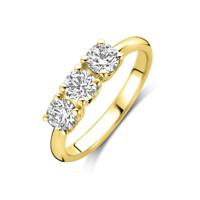 14k Geelgouden Trilogie Ring met Lab Grown Diamant 0.90ct G VS