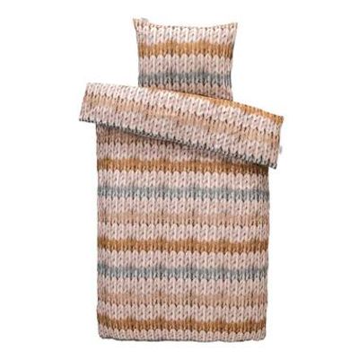 Ariadne at home dekbedovertrek Warm stripes - naturel/oker - 140x200/220 cm