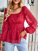 Plain Casual Square Neck Loose Shirt