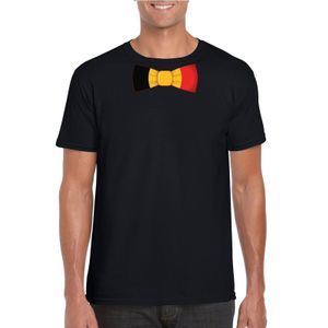 Zwart t-shirt met Belgie vlag strikje heren