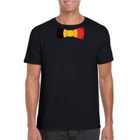 Zwart t-shirt met Belgie vlag strikje heren