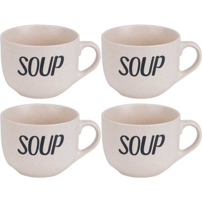 Cosy & Trendy Soepbekers - 4x stuks - Creme wit - 11 cm - 510 ml