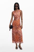 Gedrapeerde bloemenjurk - BROWN - XL