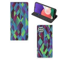 Samsung Galaxy A22 5G Stand Case Abstract Green Blue