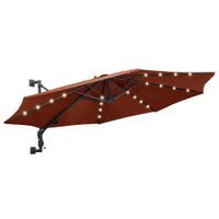 VidaXL Wandparasol met led&apos;s 300 cm terracottakleurig
