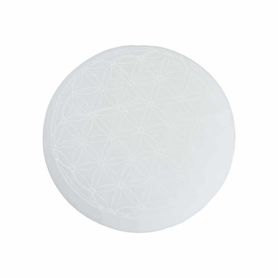 Edelsteen Seleniet Oplaad Plaat Flower of Life 10 cm