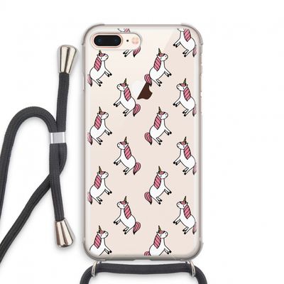 Eenhoorns overal: iPhone 8 Plus Transparant Hoesje met koord