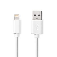 Nedis Lightning Kabel | USB 2.0 | Apple Lightning 8-Pins | USB-A Male | 480 Mbps | Vernikkeld | 1.00 m | Rond | PVC | Wit | Label - CCGL39300WT10