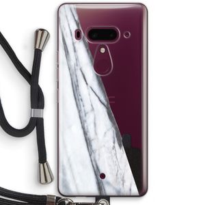 Gestreepte marmer: HTC U12+ Transparant Hoesje met koord