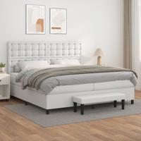 Boxspring met matras kunstleer wit 200x200 cm
