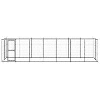 The Living Store Hondenkennel - Zwart/Zilver - 770 x 220 x 180 cm - Draadgaas - Gepoedercoat Staal - PE Dak