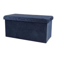 Hocker bank - poef XXL - opbergbox - donkerblauw - polyester/mdf - 76 x 38 x 38 cm   -